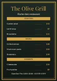 Restaurant menu